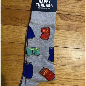 Happy Threads Beer Cans Crew Socks Men's 6-12 NWT